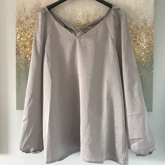 Nine West Metallic Silver Blouse (NWT) - Picture 1 of 13